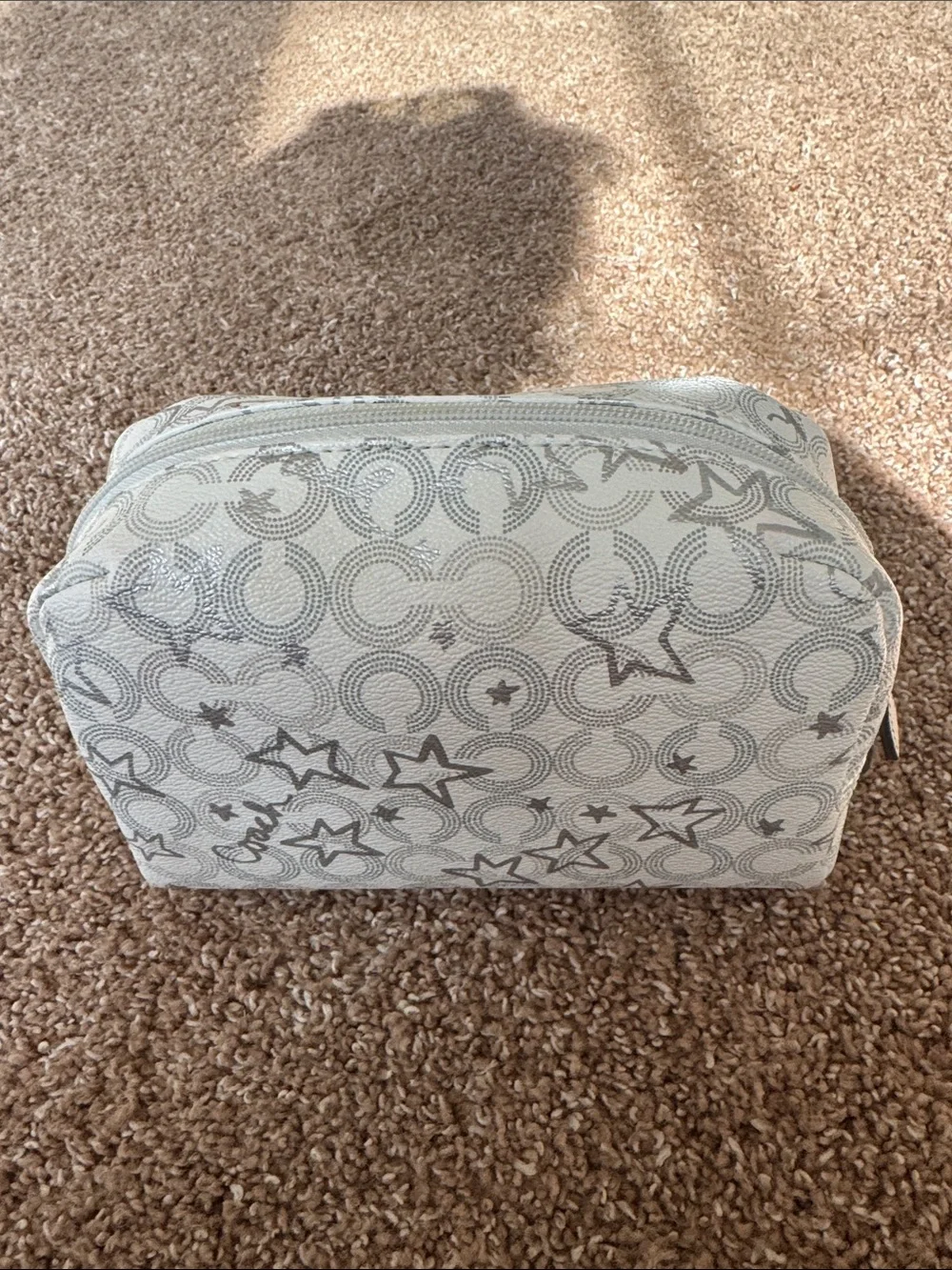 Coach White Star-Print Zip bag marks as noted in pictures